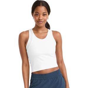 imageJockey Womens Activewear EVERACTIVE Mesh Lined Crop Tank with Builtin BraBright White
