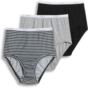 imageJockey Womens Underwear Supersoft Brief  3 PackGrey HeatherSimple StripeBlack