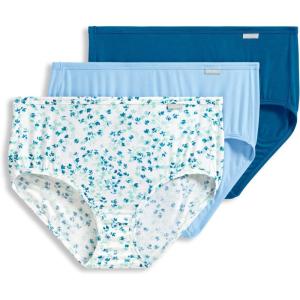 imageJockey Womens Underwear Supersoft Brief  3 PackLayered Blue Floral SprigBlue StardustAzurite Sea
