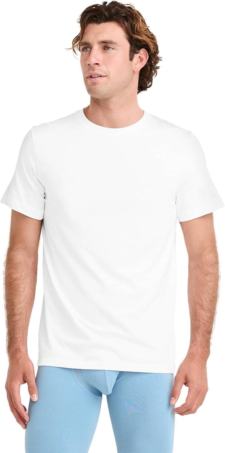 imageJockey Mens Undershirt Big Man Made in America 100 Cotton Crew Neck TShirt  2 PackWhite