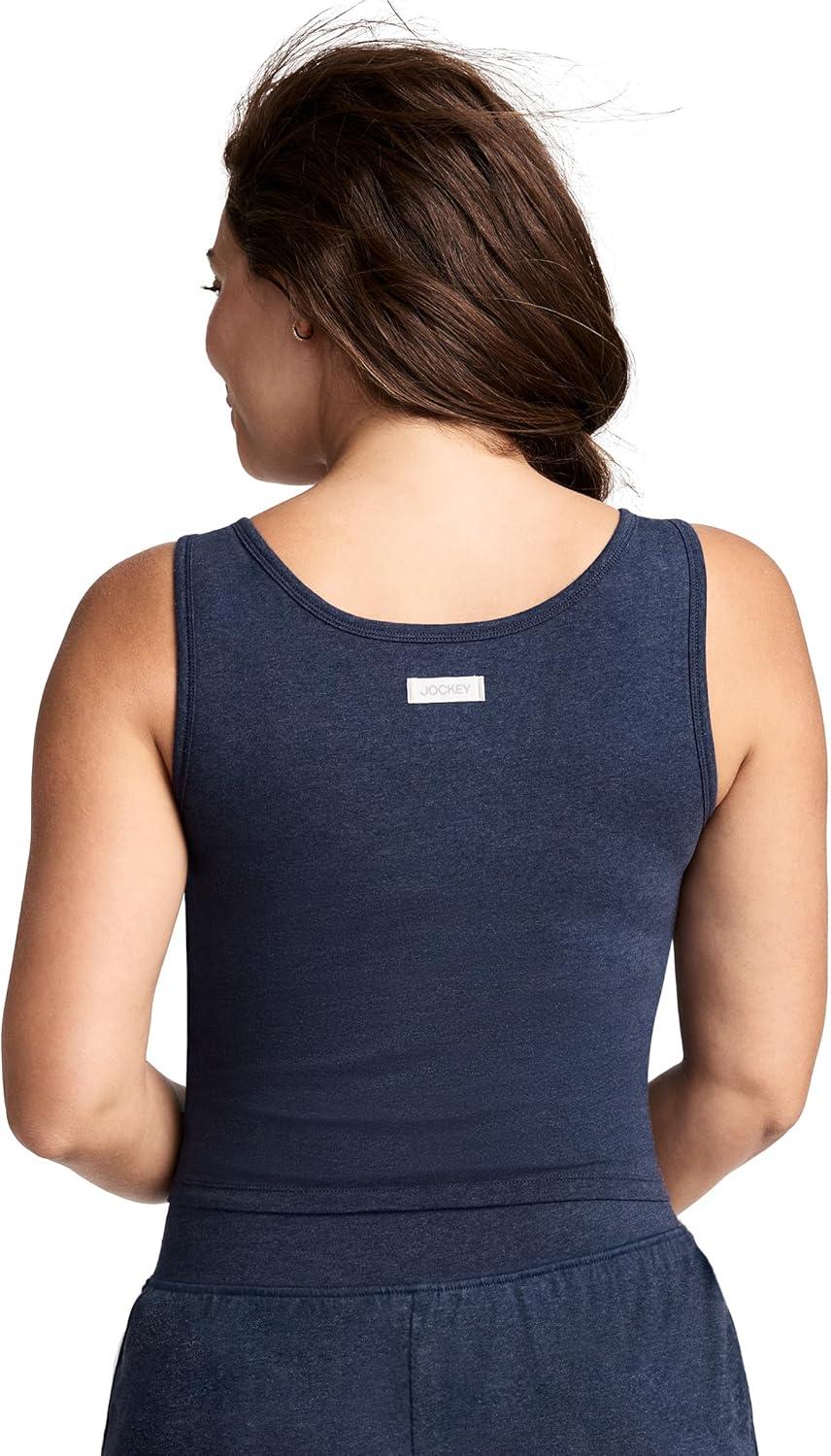 imageJockey Womens Loungewear Cotton Stretch Ruched TankBlue Heather