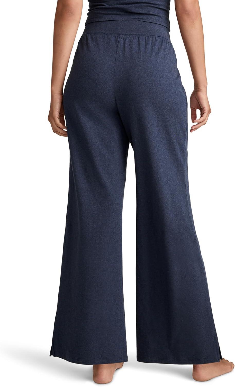 imageJockey Womens Loungewear Cotton Stretch Wide Leg PantBlue Heather