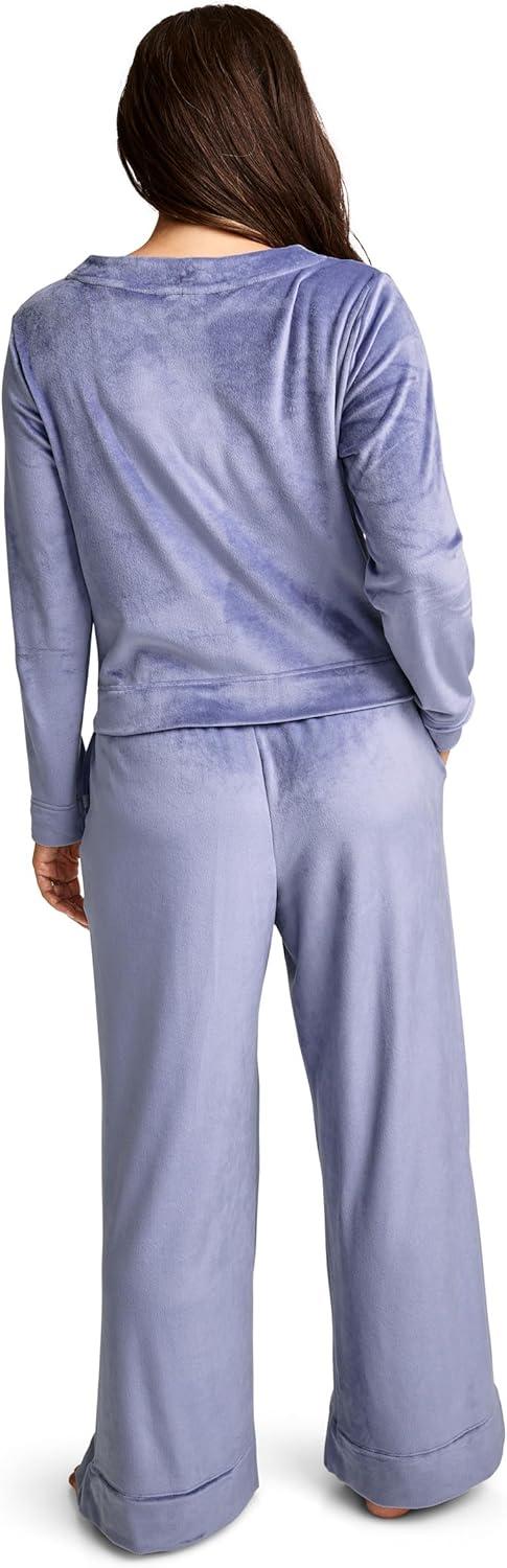 imageJockey Womens Sleepwear Velour Button Top and Wide Leg Pant Sleep SetHydrangea