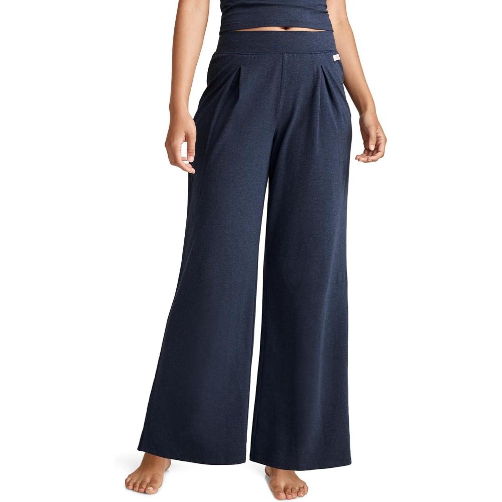 imageJockey Womens Loungewear Cotton Stretch Wide Leg PantBlue Heather