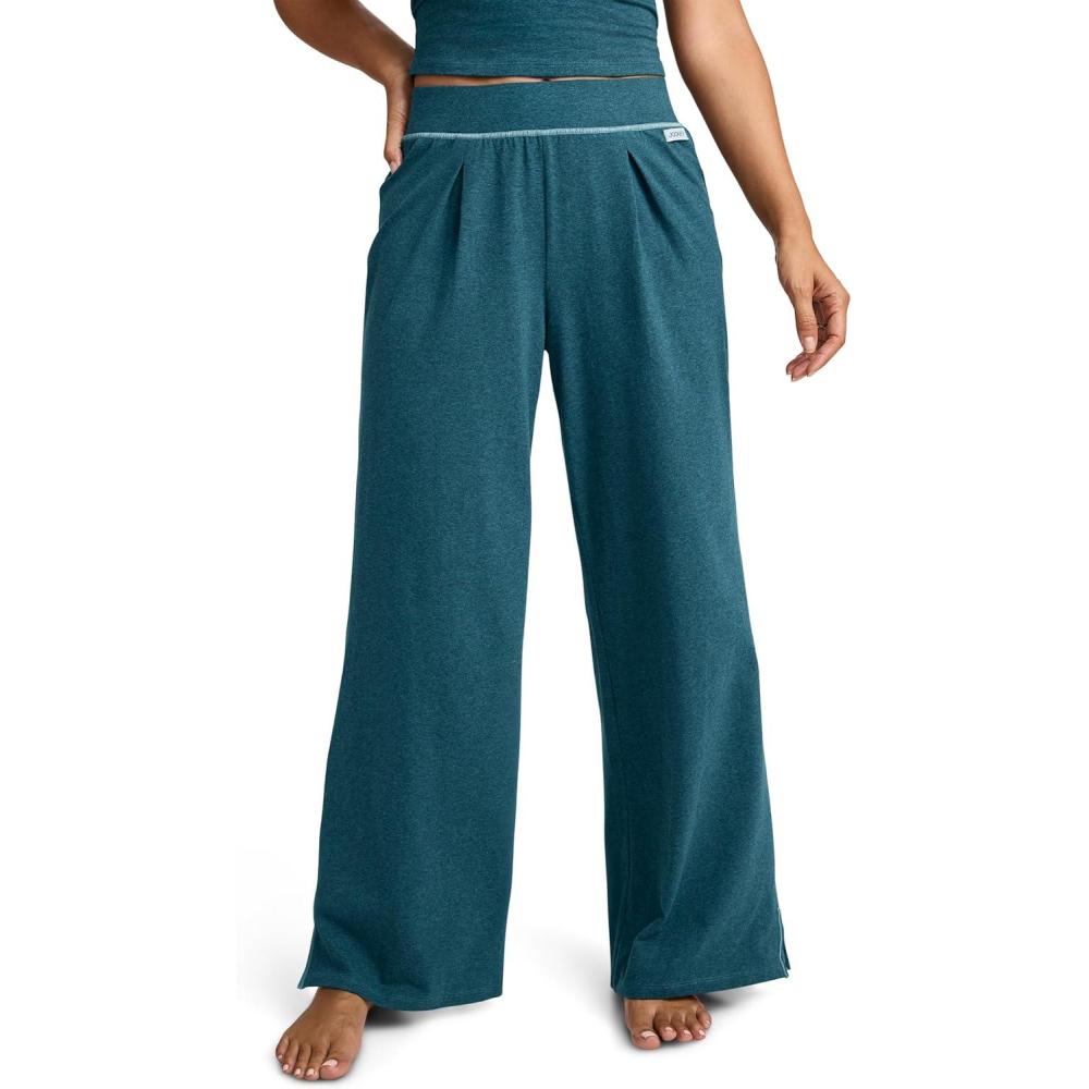 imageJockey Womens Loungewear Cotton Stretch Wide Leg PantTeal Heather