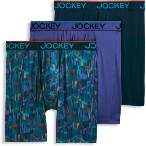 imageJockey Mens Underwear Chafe Proof Pouch Microfiber 85quot Long Leg Boxer Brief  3 PackFuture DuskEdgelandsOcean Sky