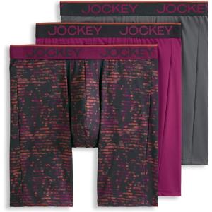 imageJockey Mens Underwear Chafe Proof Pouch Microfiber 85quot Long Leg Boxer Brief  3 PackMajestic BerryWarm TrailsBattleship