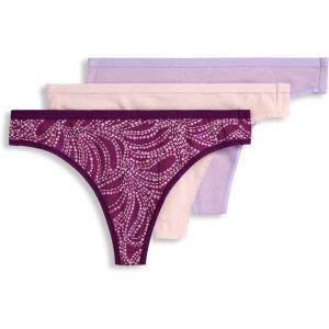 imageJockey Womens Underwear Organic Cotton Stretch Logo Thong  3 PackLilac Cascade