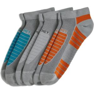 imageJockey Mens Socks Mens Made in America Sport Low Cut Socks  3 PackLight Grey on Libby TealLight GreyLight Grey on Orange