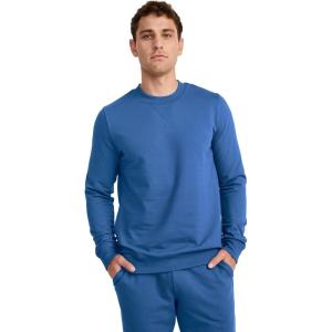 imageJockey Mens Loungewear Lightweight Cotton Blend Fleece Crew SweatshirtTrue Blue