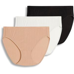 imageJockey Womens Underwear Plus Size Elance French Cut  3 PackBlackIvoryLight