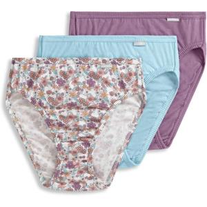 imageJockey Womens Underwear Plus Size Elance French Cut  3 PackBleachedElissa FloralSilver Plum