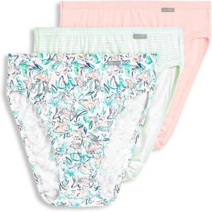 imageJockey Womens Underwear Plus Size Elance French Cut  3 PackCoral MistBelvedere StripeSmall Floral Expression