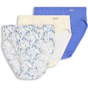 imageJockey Womens Underwear Plus Size Elance French Cut  3 PackIris BlueTender Yellow StripeDainty White Florals
