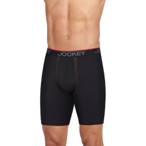 imageJockey Mens Underwear Chafe Proof Pouch Microfiber 85quot Long Leg Boxer BriefBlack