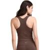 imageJockey Womens Activewear EVERACTIVE Racerback Crop Tank with Builtin BraChocolate