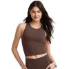 imageJockey Womens Activewear EVERACTIVE Racerback Crop Tank with Builtin BraChocolate