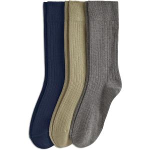 imageJockey Mens Socks Dress Crew Socks  3 PackMossBattleship Grey HeatherJockey Blue
