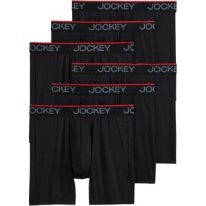 imageJockey Mens Underwear Chafe Proof Pouch Microfiber 6quot Boxer Brief  6 PackBlack