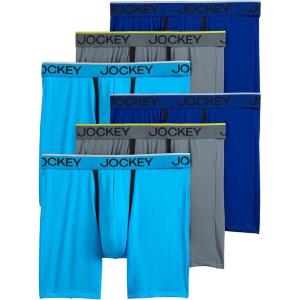 imageJockey Mens Underwear Chafe Proof Pouch Microfiber 6quot Boxer Brief  6 PackOcean Ash