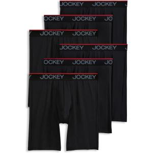 imageJockey Mens Underwear Chafe Proof Pouch Microfiber 85quot Long Leg Boxer Brief  6 PackBlack