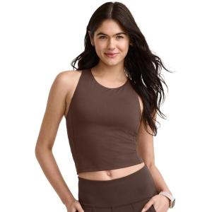 imageJockey Womens Activewear EVERACTIVE Racerback Crop Tank with Builtin BraChocolate