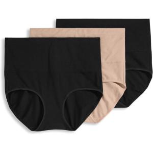 imageJockey Womens Shapewear Skimmies Cotton Stretch 360 Tummy Smoothing Brief  3 PackBlackLightBlack