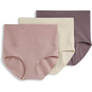 imageJockey Womens Shapewear Skimmies Cotton Stretch 360 Tummy Smoothing Brief  3 PackSandy ShimmerPink HazeTwilight Sands