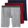 imageJockey Mens Underwear Active Ultra Soft Modal 9quot Long Leg Boxer BriefTexture LinesRed AppleTrue Navy