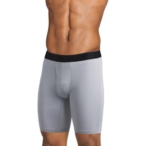 imageJockey Mens Underwear Active Ultra Soft Modal 9quot Long Leg Boxer BriefBlackLantern GreyMid Grey
