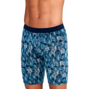 imageJockey Mens Underwear Active Ultra Soft Modal 9quot Long Leg Boxer BriefBlue ChambrayChevron ImpressionsGrey Dove