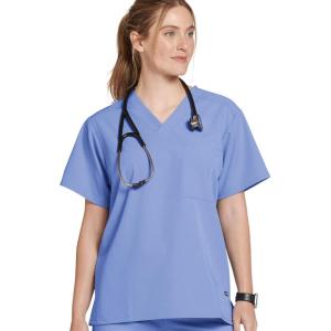 imageJockey Unisex Scrubs Classic Unisex One Pocket Stretch Scrub TopCeil Blue