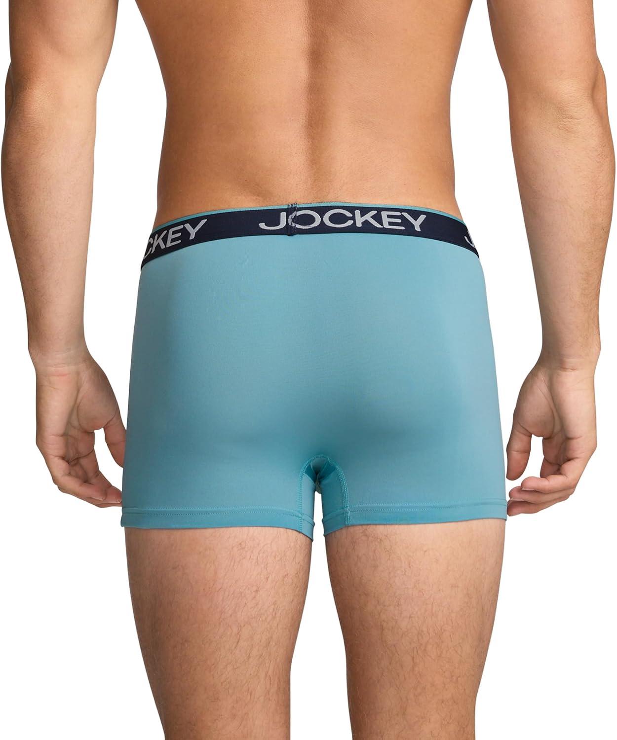 imageJockey Mens Underwear Chafe Proof Pouch Microfiber 3quot Trunk  3 PackCoveBattleship GreyGrey Dove