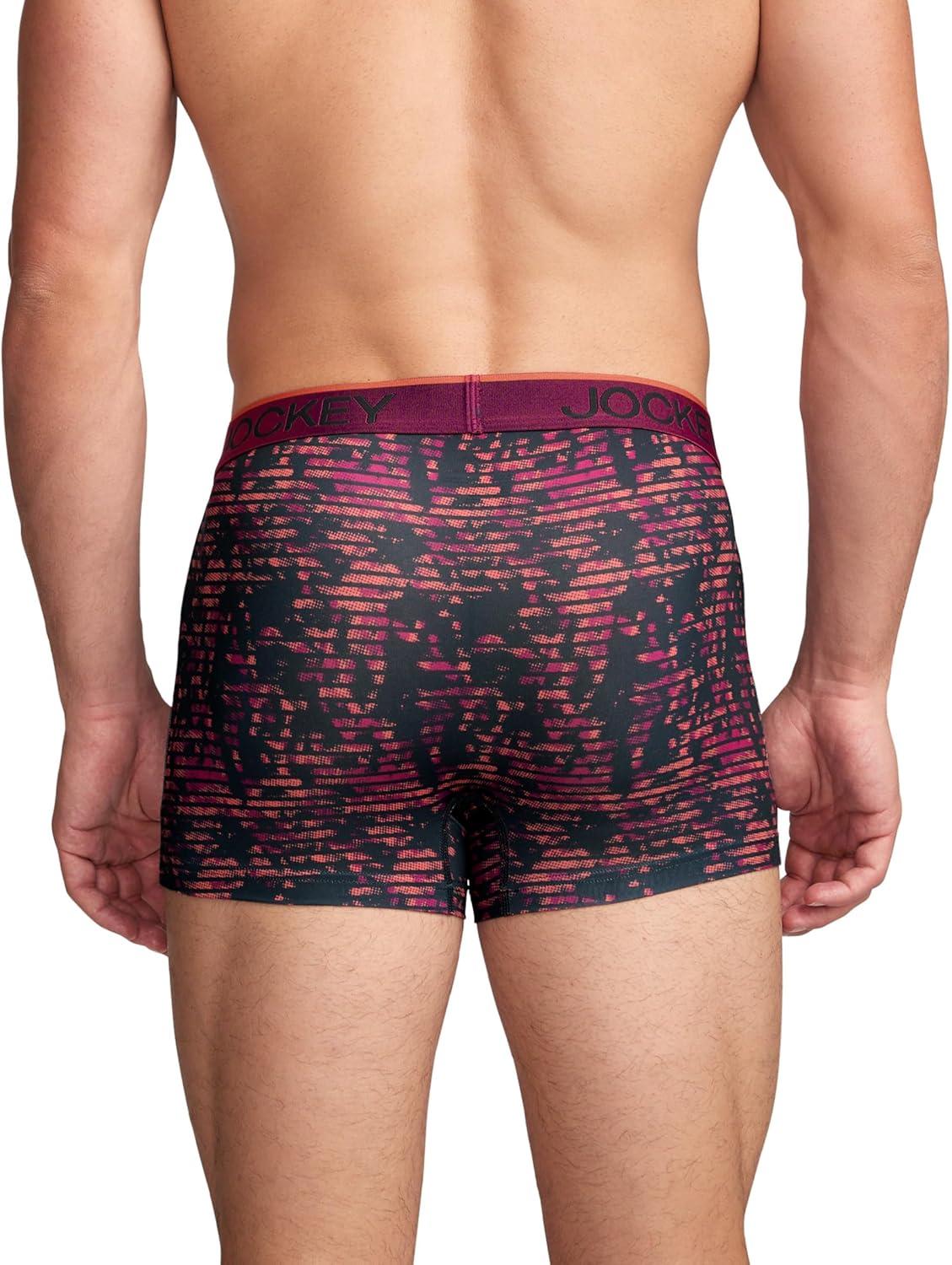 imageJockey Mens Underwear Chafe Proof Pouch Microfiber 3quot Trunk  3 PackMajestic BerryWarm TrailsBattleship