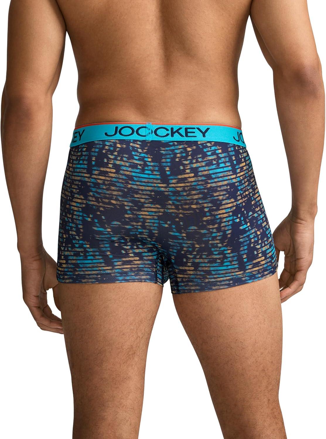 imageJockey Mens Underwear Chafe Proof Pouch Microfiber 3quot Trunk  3 PackOcean SurfLight TrailsJockey Blue