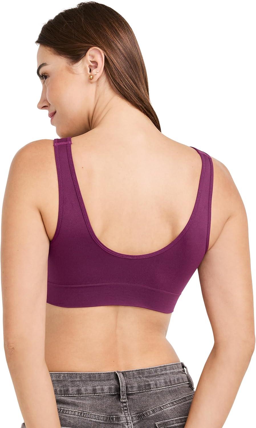 imageJockey Womens Bra Seamfree Stretch Tank Strap BraletteVintage Plum