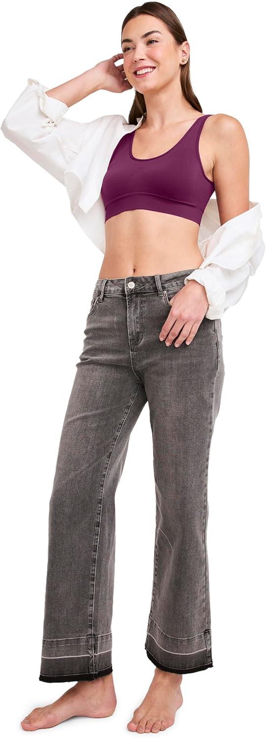 imageJockey Womens Bra Seamfree Stretch Tank Strap BraletteVintage Plum