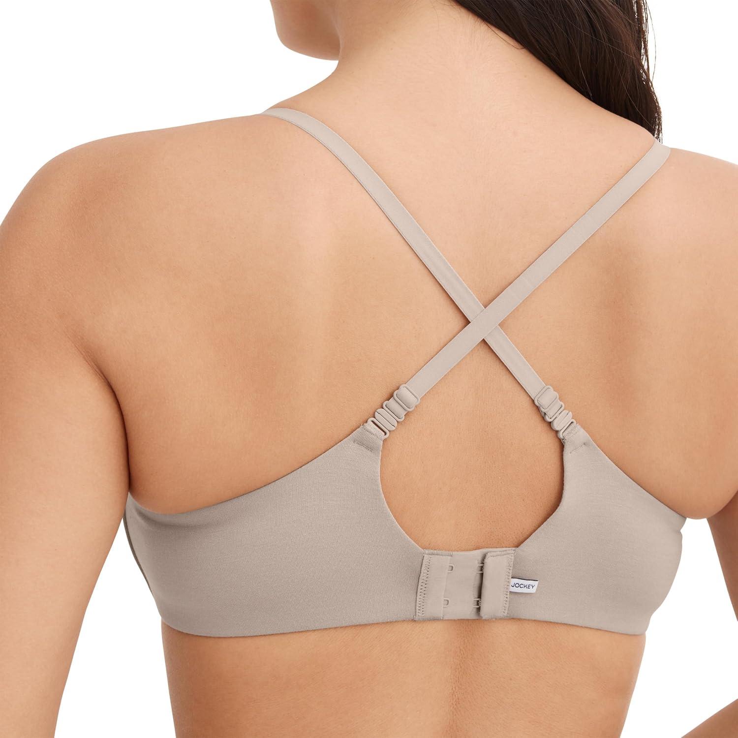 imageJockey Womens Bra Smooth ampamp Sleek Supersoft Demi Coverage Wirefree TShirt BraGrey Seed