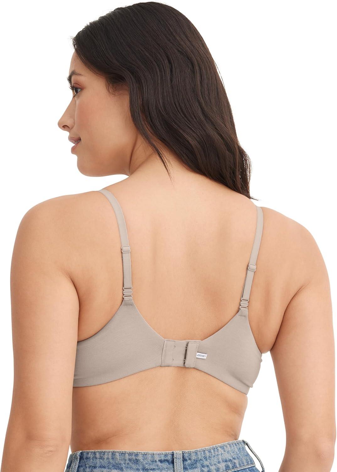 imageJockey Womens Bra Smooth ampamp Sleek Supersoft Demi Coverage Wirefree TShirt BraGrey Seed