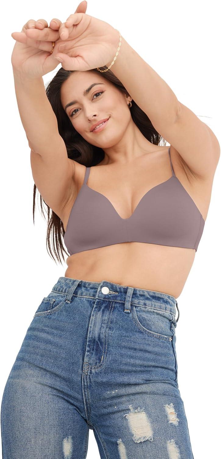 imageJockey Womens Bra Smooth ampamp Sleek Supersoft Demi Coverage Wirefree TShirt BraTwilight Sands