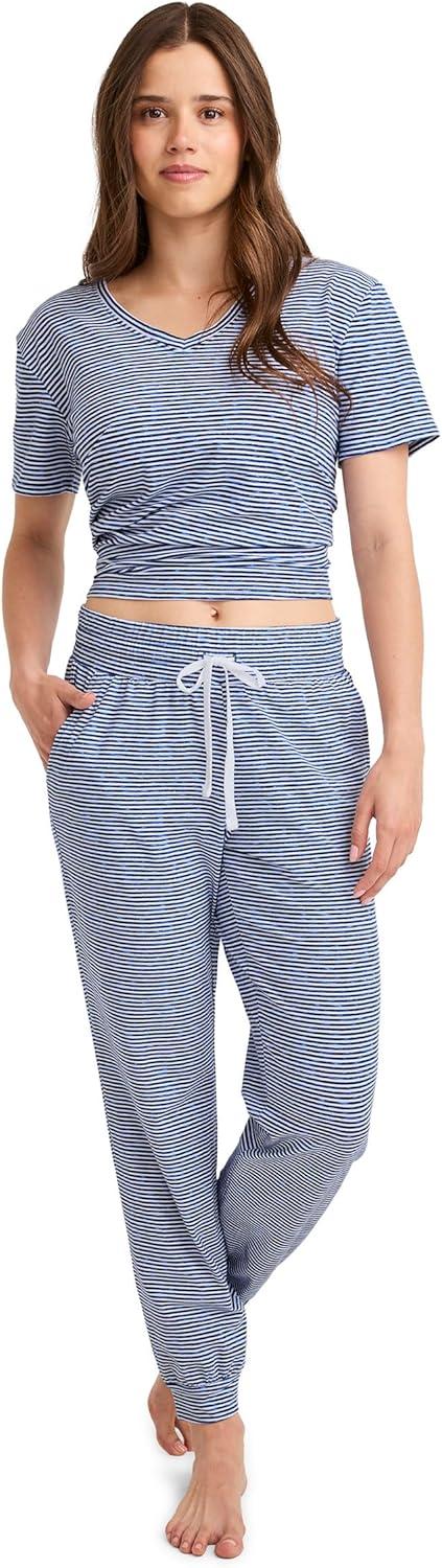 imageJockey Womens Sleepwear Organic Cotton Stretch JoggerFeeder Stripe
