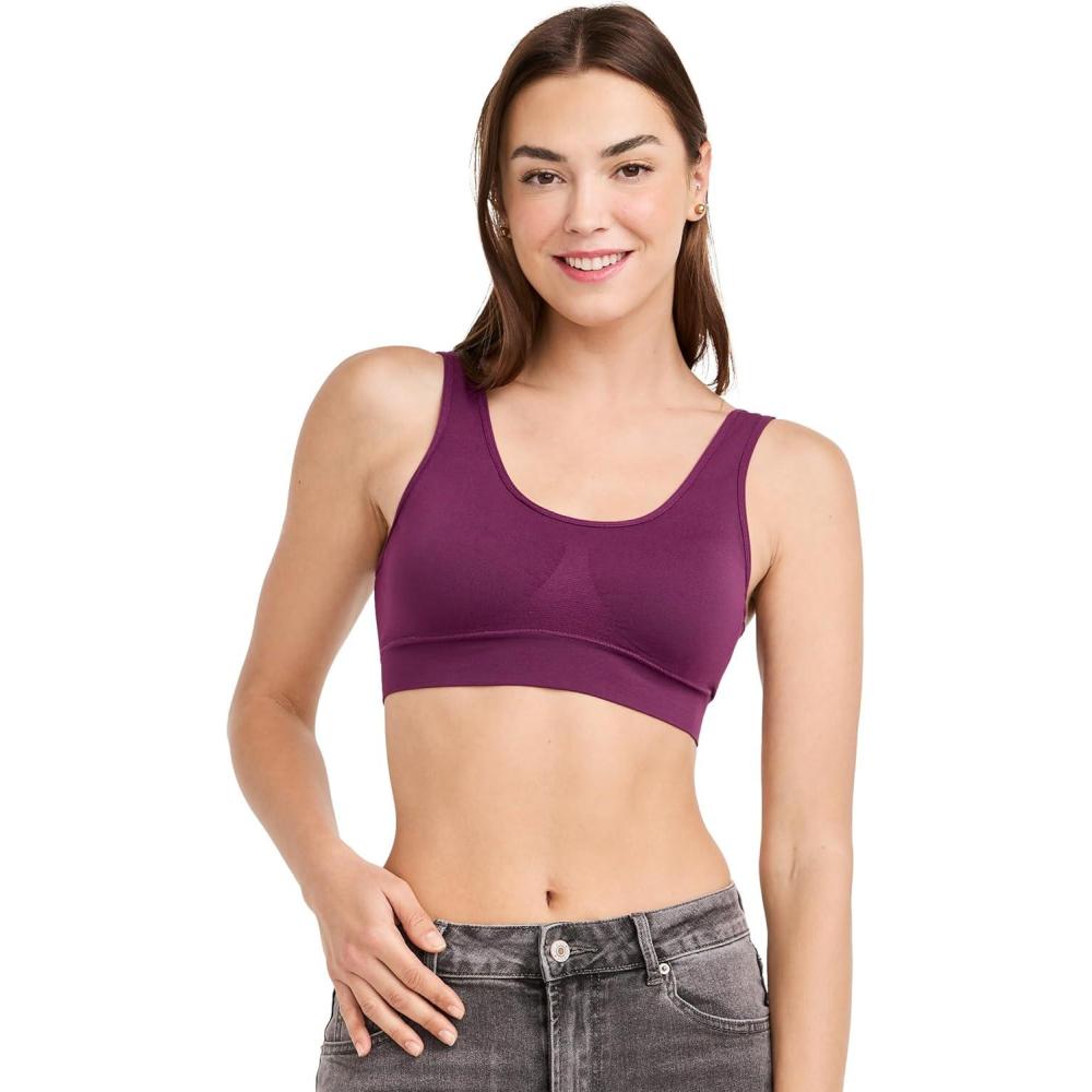 imageJockey Womens Bra Seamfree Stretch Tank Strap BraletteVintage Plum