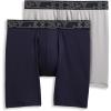 imageJockey Mens Underwear Big Man Active Microfiber 9quot Long Leg Boxer Brief  2 PackTrue NavyQuartz Grey