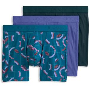 imageJockey Mens Underwear Chafe Proof Pouch Cotton Stretch 6quot Boxer Brief  3 PackFuture DuskSpliced CirclesOcean Sky