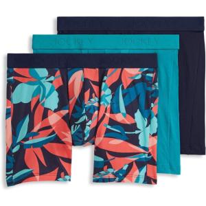 imageJockey Mens Underwear Chafe Proof Pouch Cotton Stretch 6quot Boxer Brief  3 PackNorthern LightPalmaTrue Navy