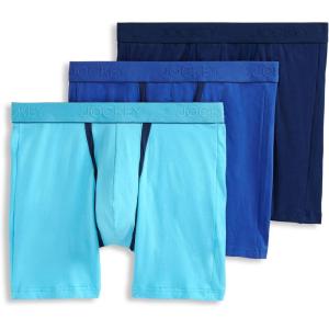 imageJockey Mens Underwear Chafe Proof Pouch Cotton Stretch 6quot Boxer Brief  3 PackSapphire BlueSparkling WatersJust Past Midnight