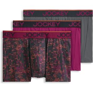 imageJockey Mens Underwear Chafe Proof Pouch Microfiber 3quot Trunk  3 PackMajestic BerryWarm TrailsBattleship