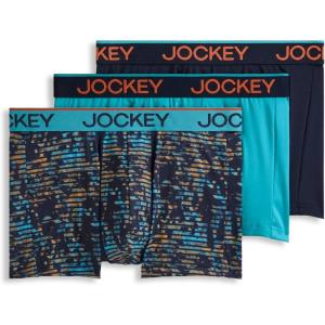 imageJockey Mens Underwear Chafe Proof Pouch Microfiber 3quot Trunk  3 PackOcean SurfLight TrailsJockey Blue