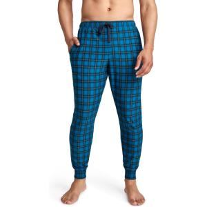 imageJockey Mens Sleepwear Ultra Soft Cooling Sleep JoggerTurquoise Plaid