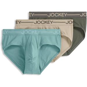 imageJockey Mens Underwear Organic Cotton Stretch Brief  3 PackRocky BeachAquamarineGreen Brunswick